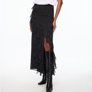 Dynamite Ruffled Polka Dot Maxi Skirt